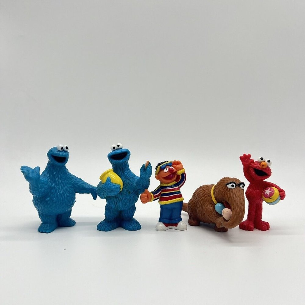 Sesame Street Figure Toy Lot 5 Cake Topper Earnie Cookie‎ Monster Elmo...